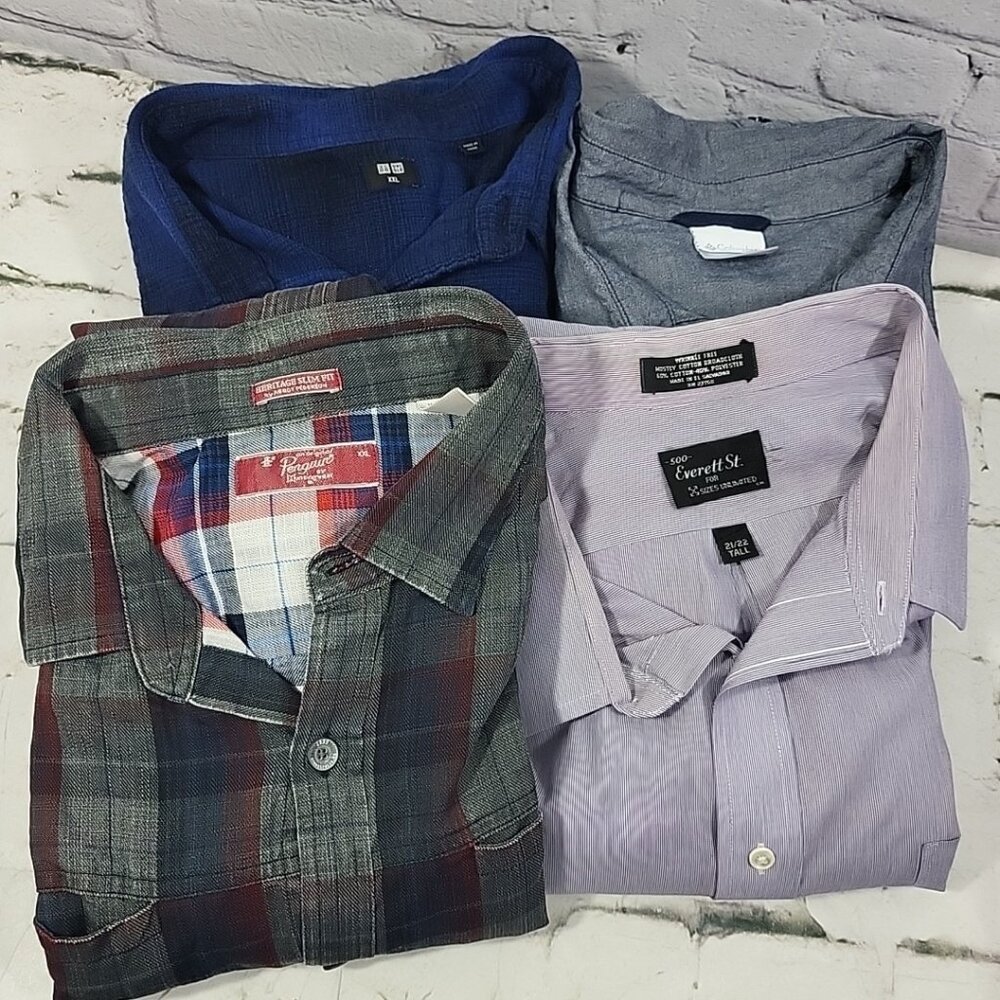 Button-Front Shirts Lot Of 4 Mens Sz XXL Assorted Casual Plaid Work‎